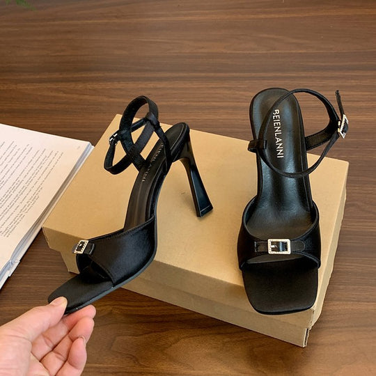 Damen elegante High Heel Sandalen mit transparentem Riemendesign EB