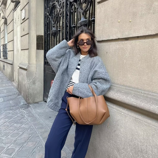 Damen Übergangsjacke mit modernem Stoffmix und praktischen Taschen EB