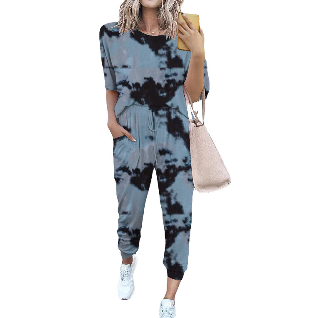 Damen Leichter Freizeit-Jumpsuit mit einem auffälligen Batik-Muster und praktischen Taschen EB