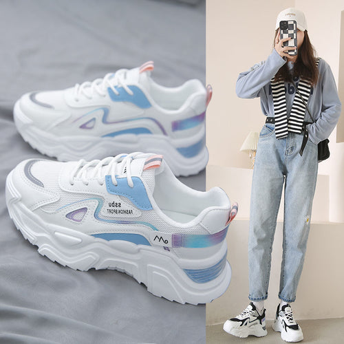 Damen Sportliche Sneakers mit voluminöser Sohle und reflektierenden Akzenten EB