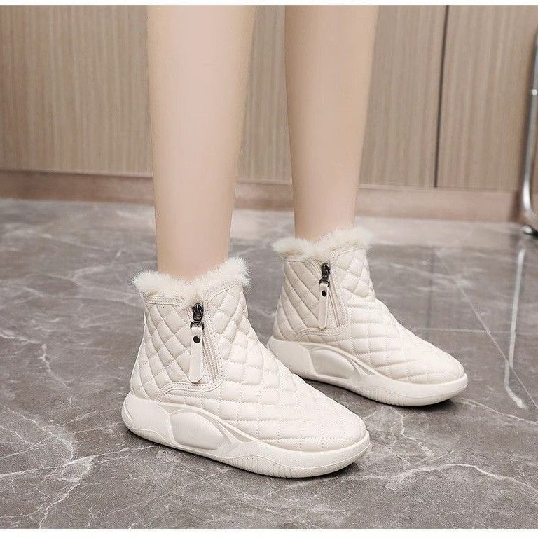 Damen modische Winter-Sneaker mit kuscheligem Innenfutter und praktischem Reißverschluss EB
