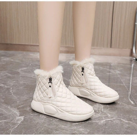 Damen modische Winter-Sneaker mit kuscheligem Innenfutter und praktischem Reißverschluss EB