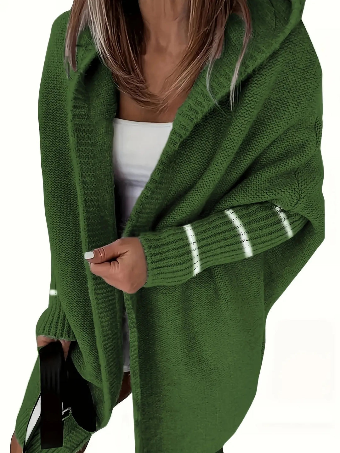 Damen Kuschelige Strickjacke mit Kapuzen und weit geschnittenem Design EB
