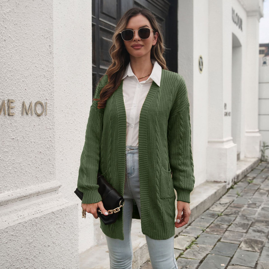 Damen Großer Strickcardigan mit Zopfmuster EB