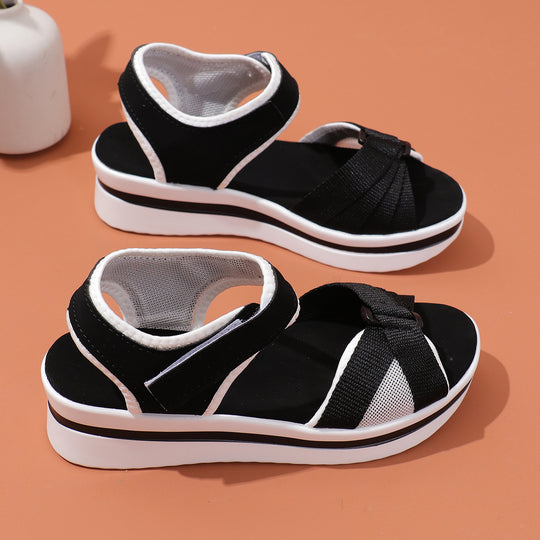 Damen Plateau-Sandalen mit verstellbarem Klettverschluss und atmungsaktivem Mesh EB