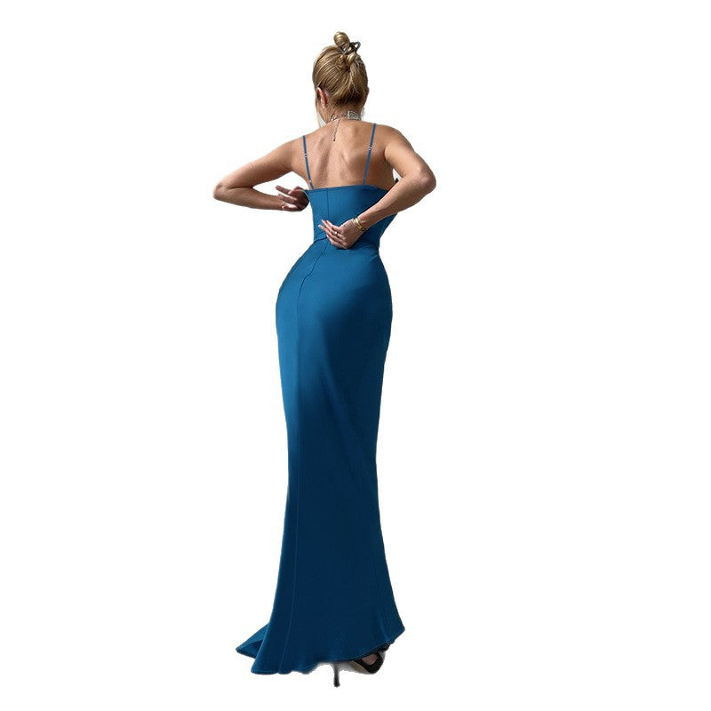Damen elegantes Abendkleid mit Chiffon-Schleife EB