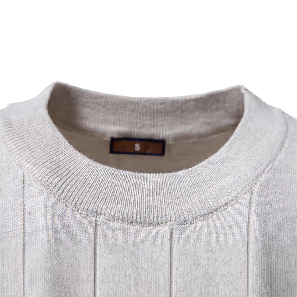 Herren nan leichter Kurzarm-Strickpullover mit feiner Rippenstruktur und Rundhalsausschnitt EB