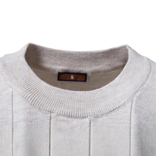Herren nan leichter Kurzarm-Strickpullover mit feiner Rippenstruktur und Rundhalsausschnitt EB
