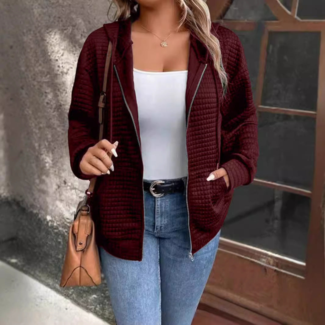 Damen Gefütterte Zip-Jacke mit Kängurutasche EB