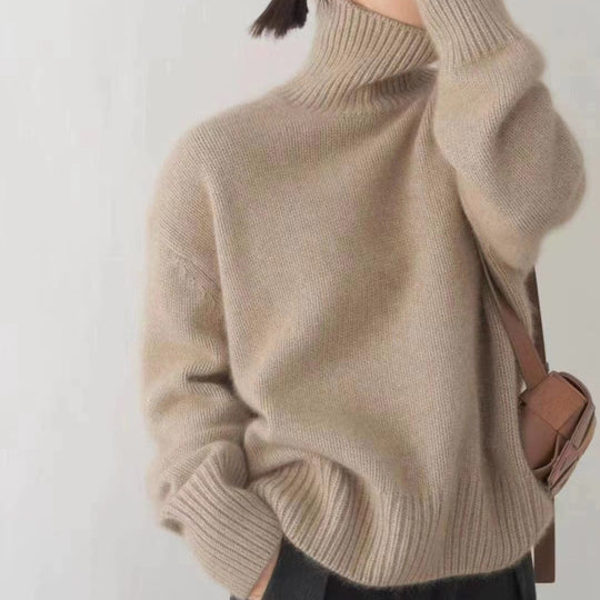 Damen Kuscheliger Rollkragenpullover aus hochwertigem Strick EB