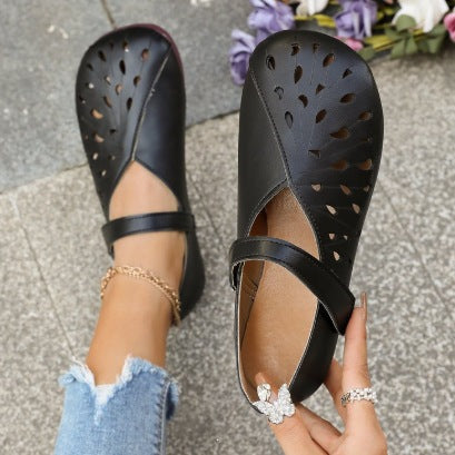 Damen bequeme Schlupfsandalen mit durchbrochenem Design EB