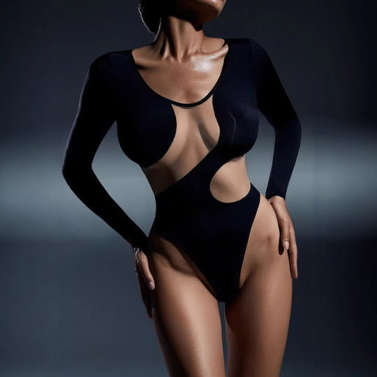 Damen Body mit innovativem Design und raffinierten Netz-Elementen EB