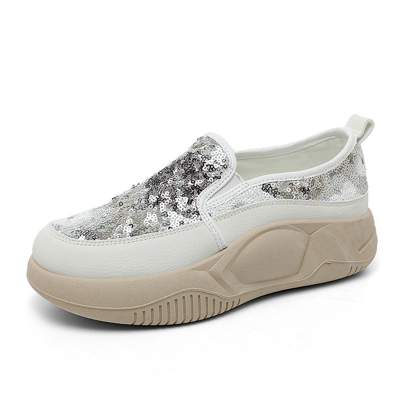 Damen modische Slip-On Sneakers mit glitzernden Blumenmotiven und bequemem Komfort EB