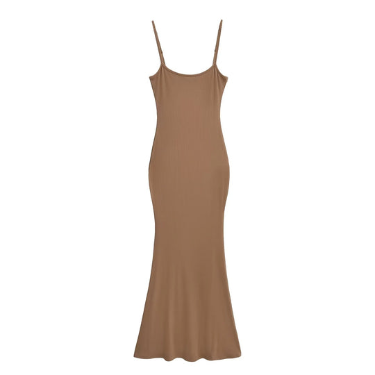 Damen figurbetontes Träger-Maxikleid aus Jersey