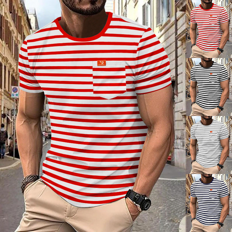 Herren gemustertes T-Shirt mit Brusttasche EB
