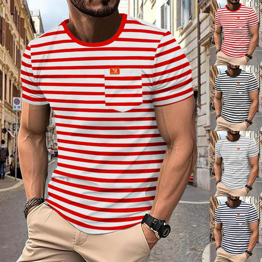 Herren gemustertes T-Shirt mit Brusttasche EB