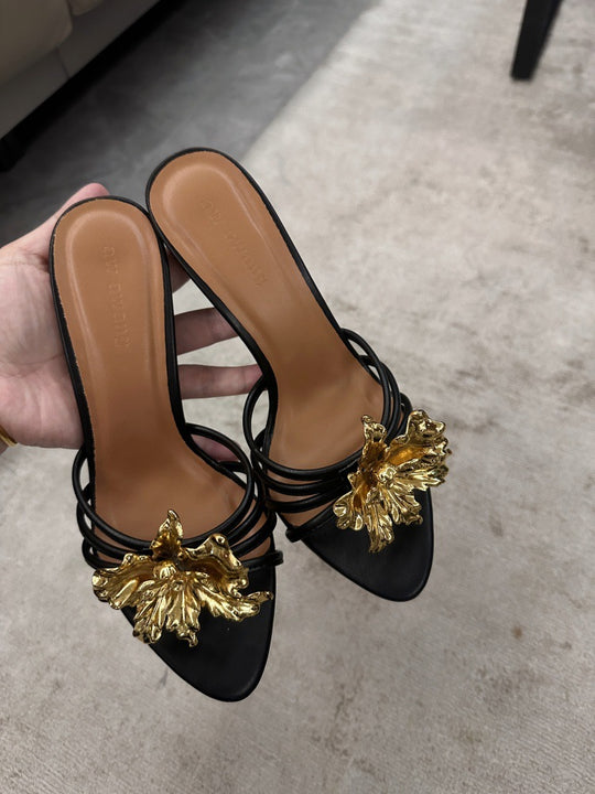 Damen offene High Heel Sandalen mit dekorativem Riemendesign EB