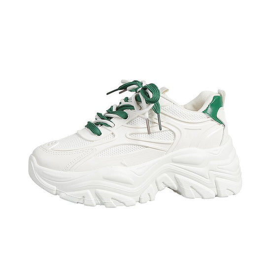 Damen modische Chunky Sneakers mit atmungsaktiver Mesh-Oberfläche und trendigem Schnürsenkeldesign EB