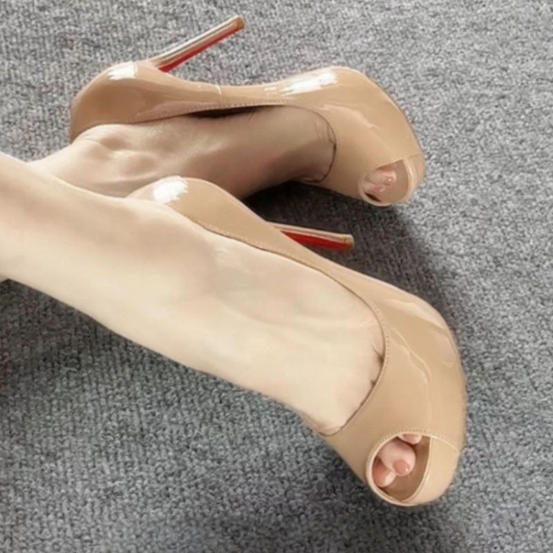 Damen offene Peep-Toe Pumps mit hohem Stilettoabsatz EB