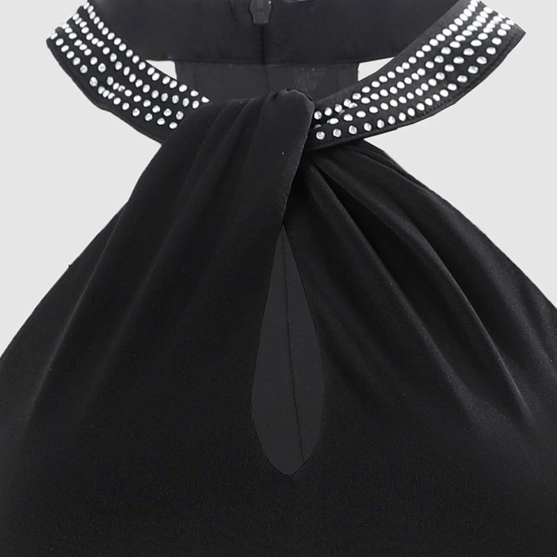 Damen Elegantes Schlauchkleid mit Strassdetails und sexy Beinschlitz EB