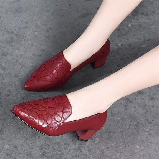 Damen Elegante und modische Slingback-Pumps mit Blumendesign und Blockabsatz EB