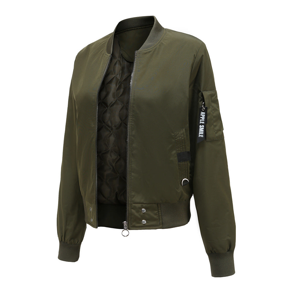 Damen modische Bomberjacke mit praktischen Taschen und seitlichen Einsätzen EB