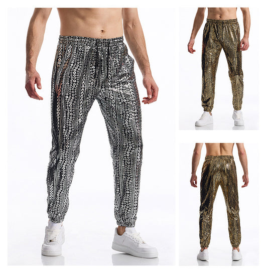 Herren Glamouröse Pailletten-Jogginghose EB