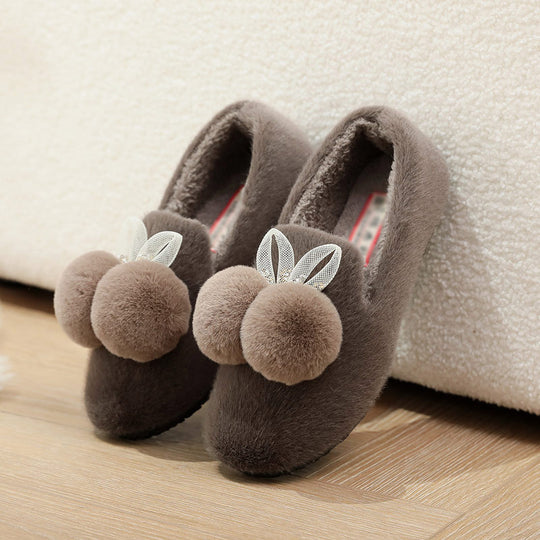 Damen Kuschelige Hausschuhe mit dekorativem Pom-Pom und Blattdesign EB