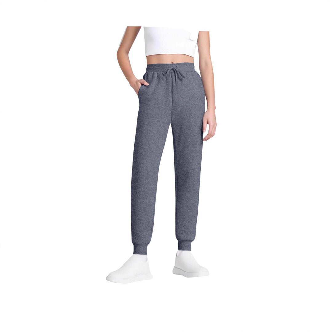 Damen nan schlanke hochgeschnittene Jogginghose mit Tunnelzug, Eingrifftaschen und Bündchen EB