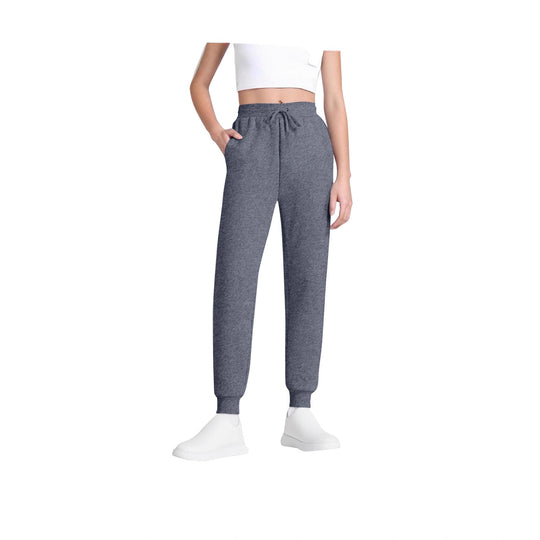Damen nan schlanke hochgeschnittene Jogginghose mit Tunnelzug, Eingrifftaschen und Bündchen EB