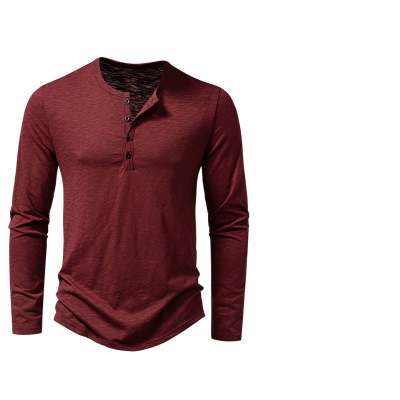 Herren nan Feinstrick-Henley mit Rundhalsausschnitt, verdeckter Knopfleiste und figurbetonter Passform EB