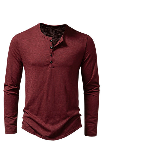 Herren nan Feinstrick-Henley mit Rundhalsausschnitt, verdeckter Knopfleiste und figurbetonter Passform EB