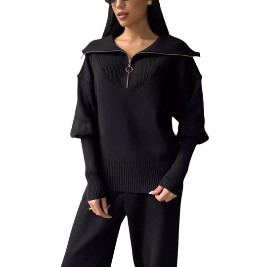 Damen Bequemes Loungewear-Set mit Hoodie und elastischem Bund EB
