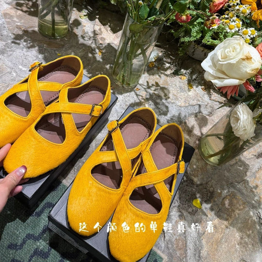 Damen Ballerinas mit elegantem Riemen und geschwungener Form EB