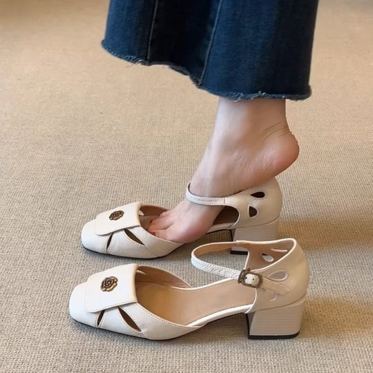 Damen elegante Slingback-Pumps mit modischem Riemchen und komfortablem Blockabsatz EB