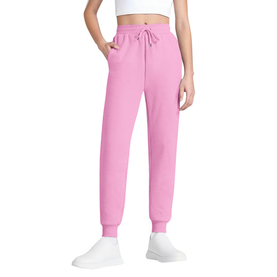 Damen nan schlanke hochgeschnittene Jogginghose mit Tunnelzug, Eingrifftaschen und Bündchen EB
