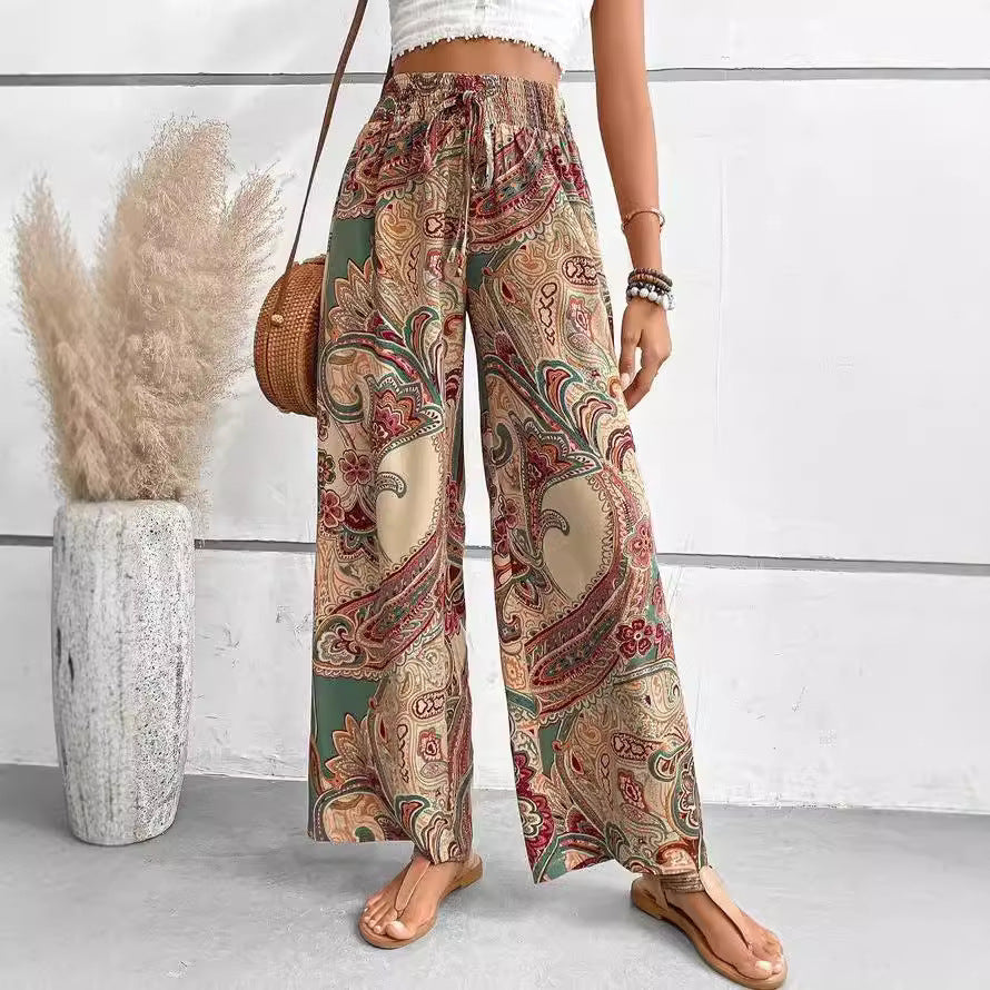 Damen Palazzo-Hose mit weitem Bein und Paisleymuster EB