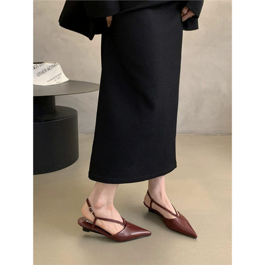 Damen spitze Slingback Pumps aus feinem Leder EB
