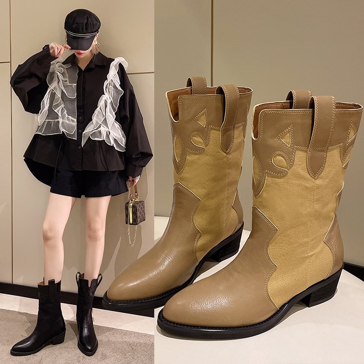 Damen Cowboy-Stiefel mit modischem Stickmotiv EB