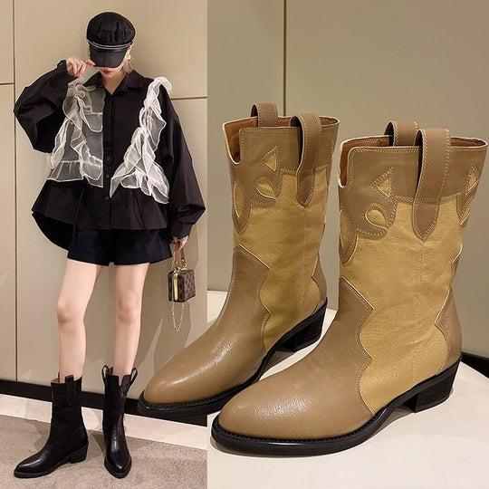 Damen Cowboy-Stiefel mit modischem Stickmotiv EB