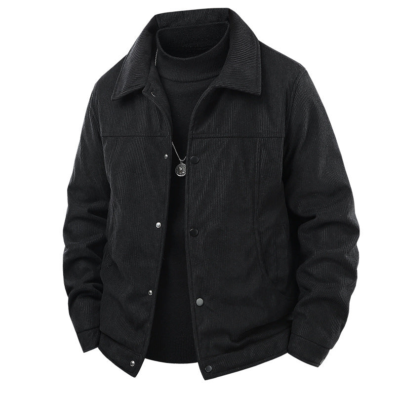 Herren Cordjacke im lässigen Worker-Style mit Druckknopfverschluss und seitlichen Eingrifftaschen EB