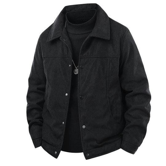 Herren Cordjacke im lässigen Worker-Style mit Druckknopfverschluss und seitlichen Eingrifftaschen EB