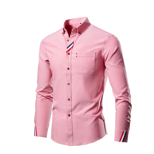 Herren nan tailliertes Button-Down Hemd mit Brusttasche, elastischem Baumwollmix und kontraststreifen-Details EB