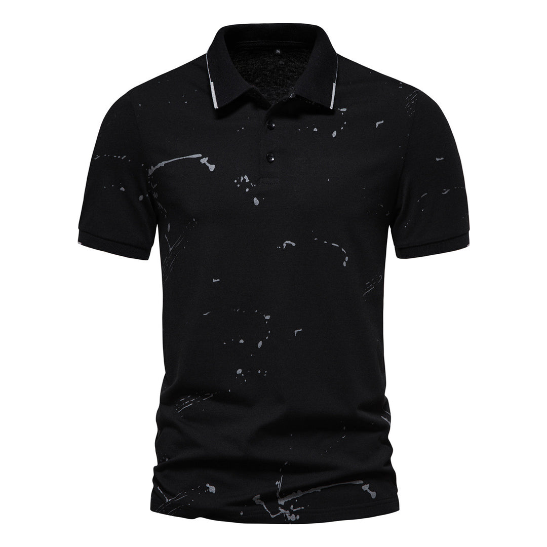 Herren Poloshirt mit kreativen Spritzdruck und hochwertiger Baumwolle EB
