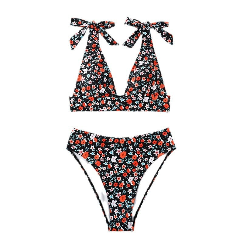 Damen Triangel-Bikini mit verstellbaren Schulterdetails und floralem Muster EB
