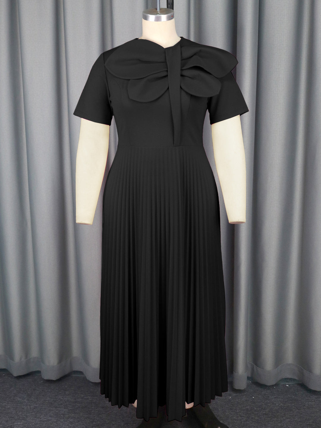 Damen Elegantes Midikleid mit voluminösem Schleifenakzent EB