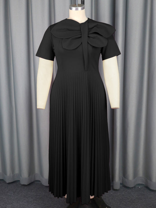 Damen Elegantes Midikleid mit voluminösem Schleifenakzent EB