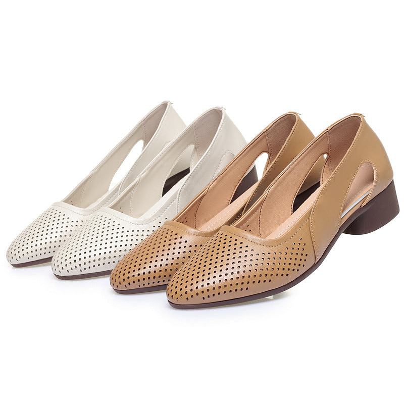 Damen Komfortable Ballerinas mit perforiertem Design und bequemer Sohle EB