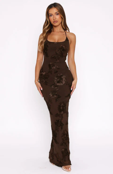 Damen Elegantes Maxikleid mit floralem Muster und Trägern EB