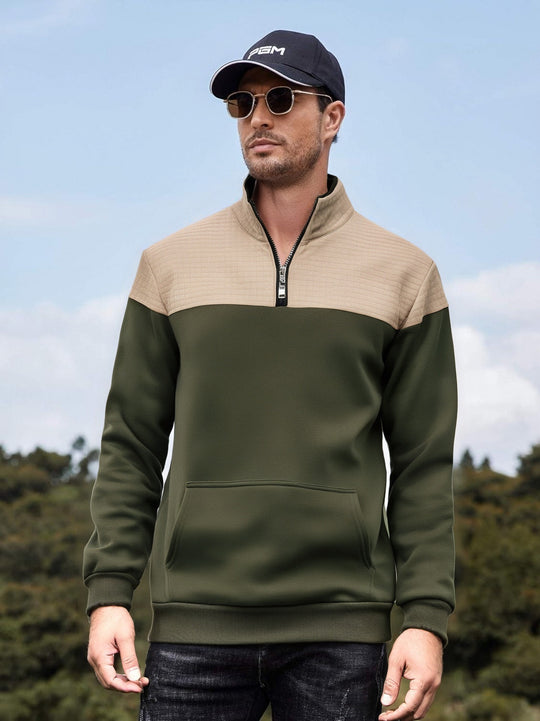 Herren funktionale Sweatjacke mit hochschließendem Kragen und praktischer Kängurutasche EB